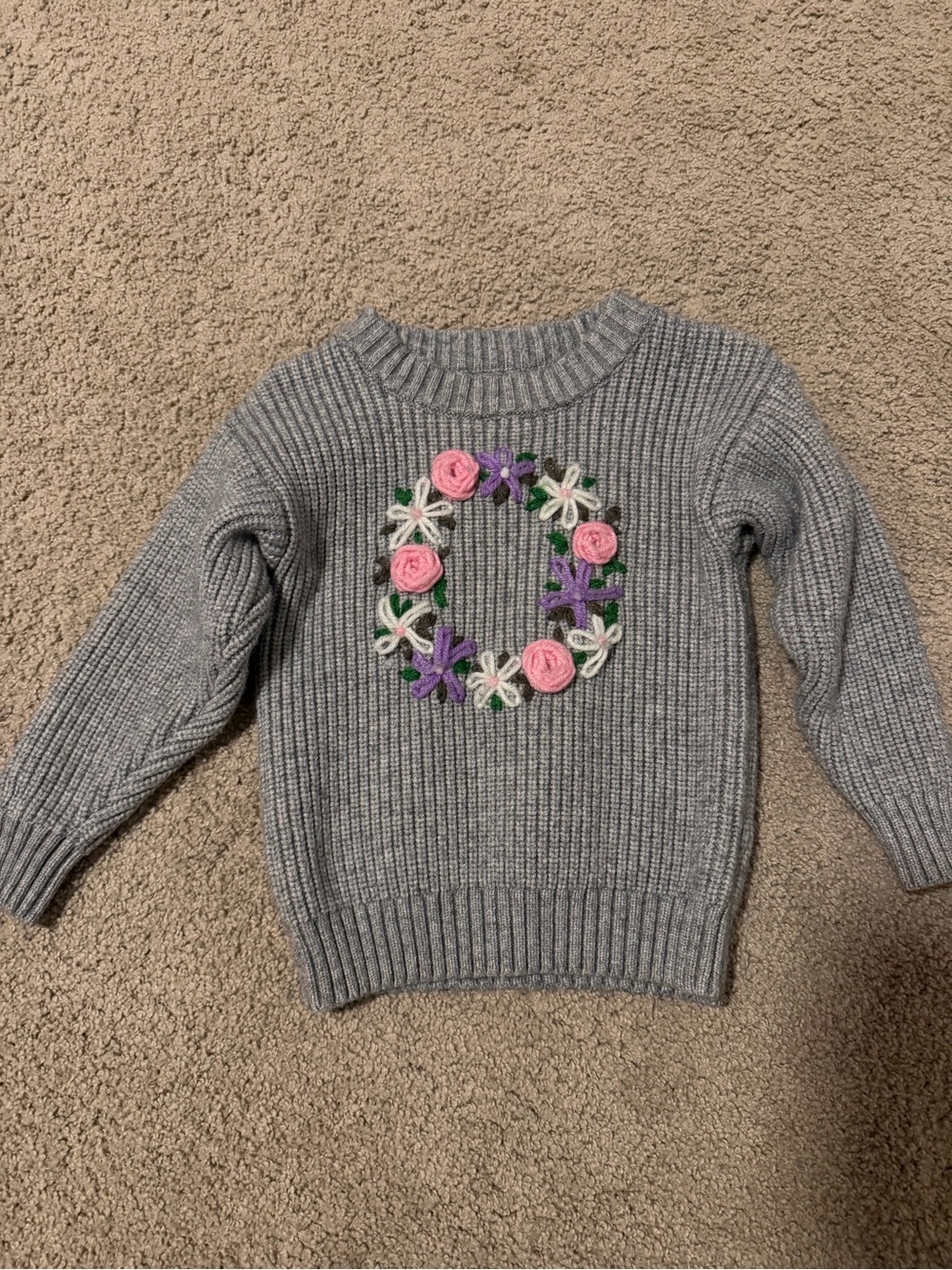O Floral Gray Sweater